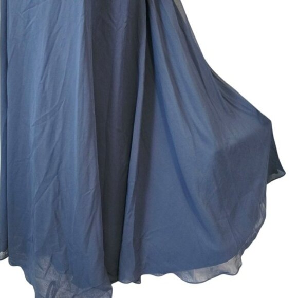 Women's Formal Elegant Navy Blue Evening Gown Size 16 Lace Up Maxi Dress NWT - Picture 6 of 16